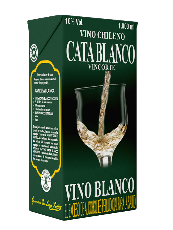 VINO CHILENO CATA BLANCO TETRAPAK 1000ML 10%VOL. - Vincorte