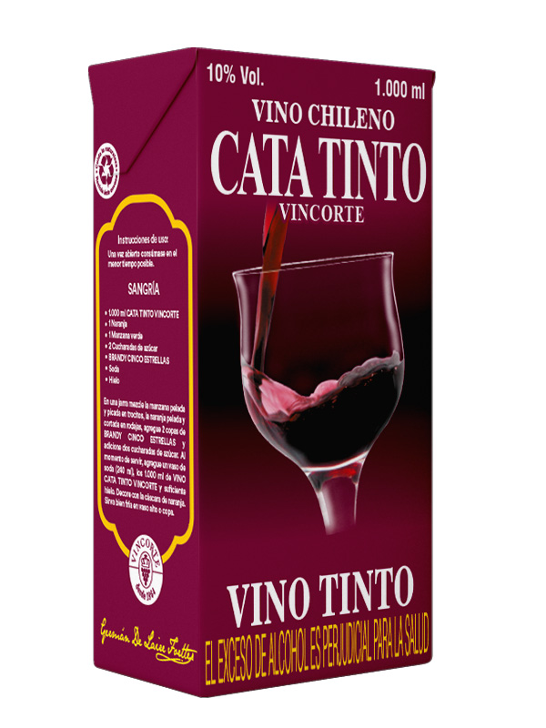 VINO CHILENO CATA TINTO TETRAPAK 1000ML 10%VOL. - Vincorte